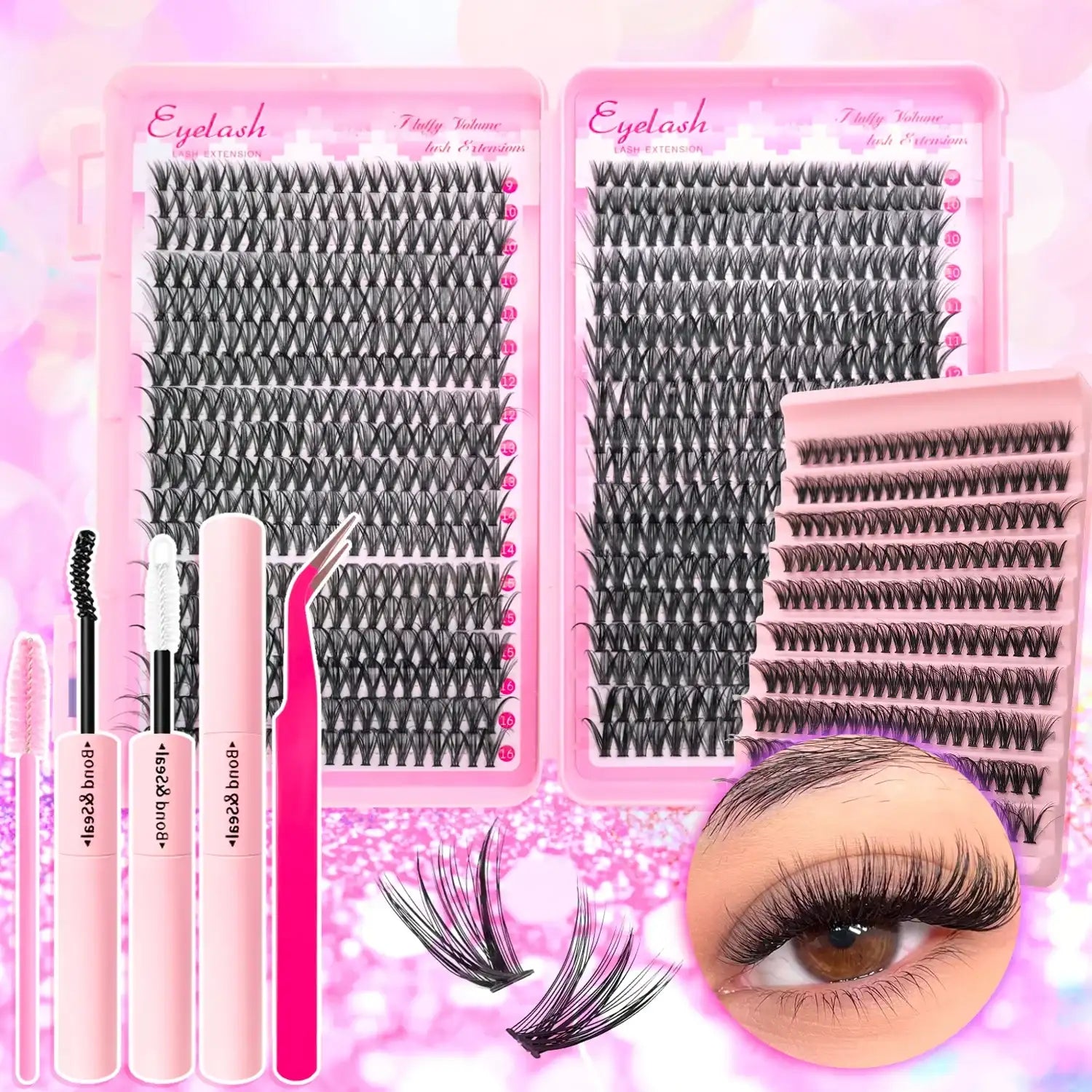 DIY Eyelash Extension Kit – 720pc Mixed Cluster Set | Tidesmit Professional