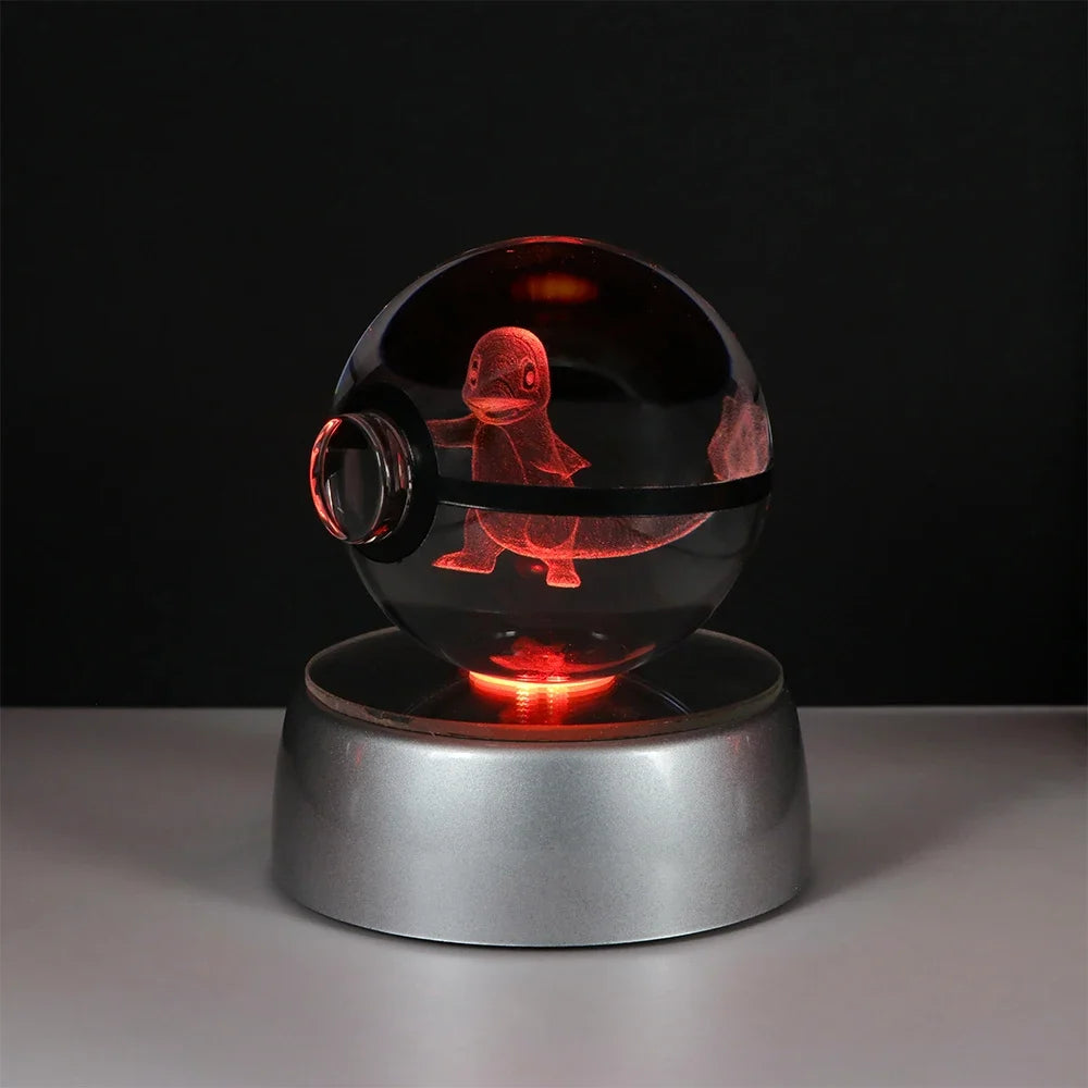 3D Pokémon Crystal Ball: LED Night Light with Rotating Base