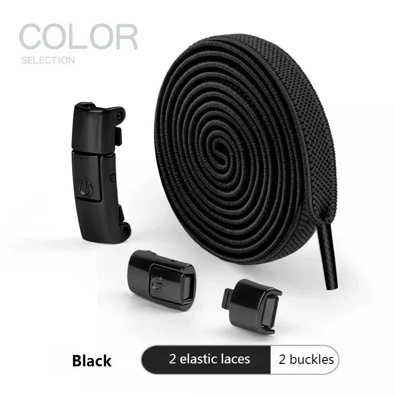 8MM No-Tie Elastic Shoe Laces with Press Lock – Widened Flat Design for Kids & Adults