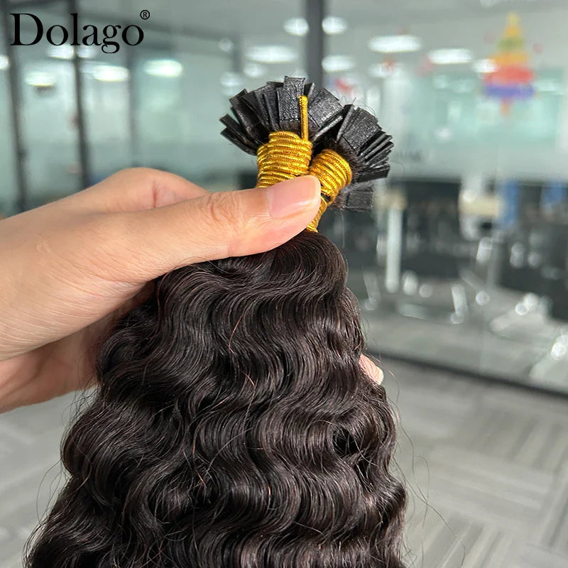 K Tips Hair Extensions For Women Burmese Curly Hair Bundles Human Hair Natural Black Flat Tips Extensions Vietnamese Bulk Hair