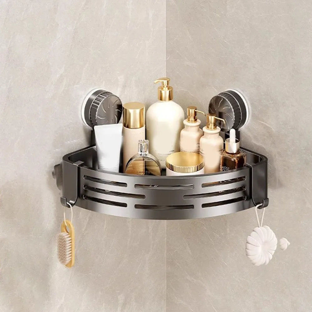 Suction Cup Corner Shower Basket – Single Tier PVC Wall Mount