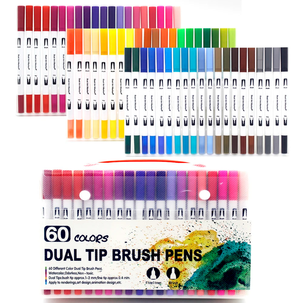 Watercolor markers double ended art set unisex (24 colors) – drawing