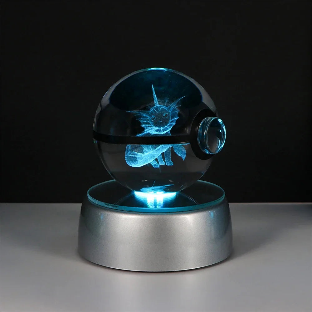 3D Pokémon Crystal Ball: LED Night Light with Rotating Base