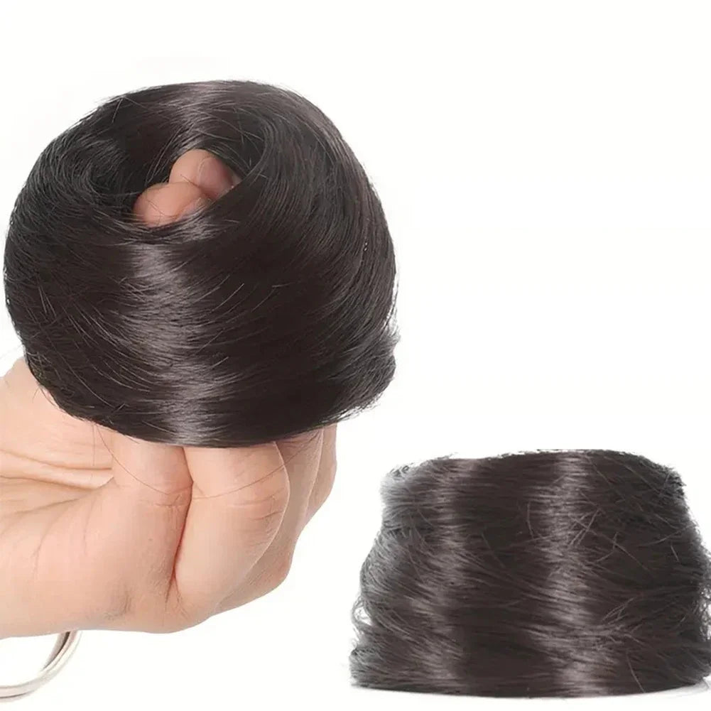 Human Hair Buns Ponytail Hairpiece Brazilian Hair Pieces Bun For Women Scrunchies Updos Donut Chignon 100% Human Hair Extensions