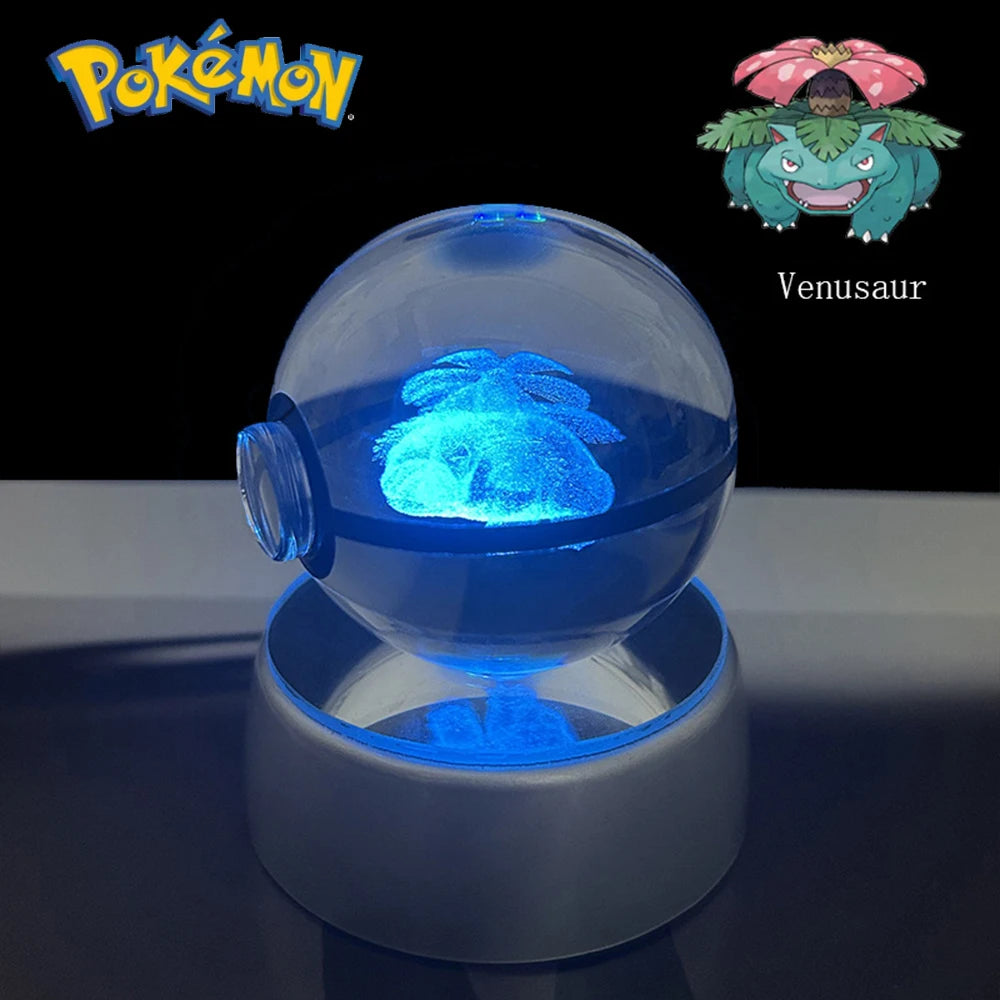 3D Pokémon Crystal Ball: LED Night Light with Rotating Base
