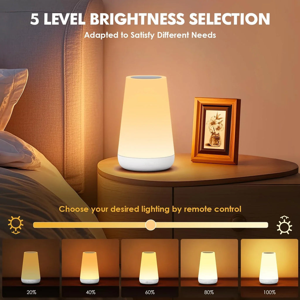 RGB LED Night Light 13 Colors Touch & Remote Control USB Rechargeable Dimmable Bedside Lamp