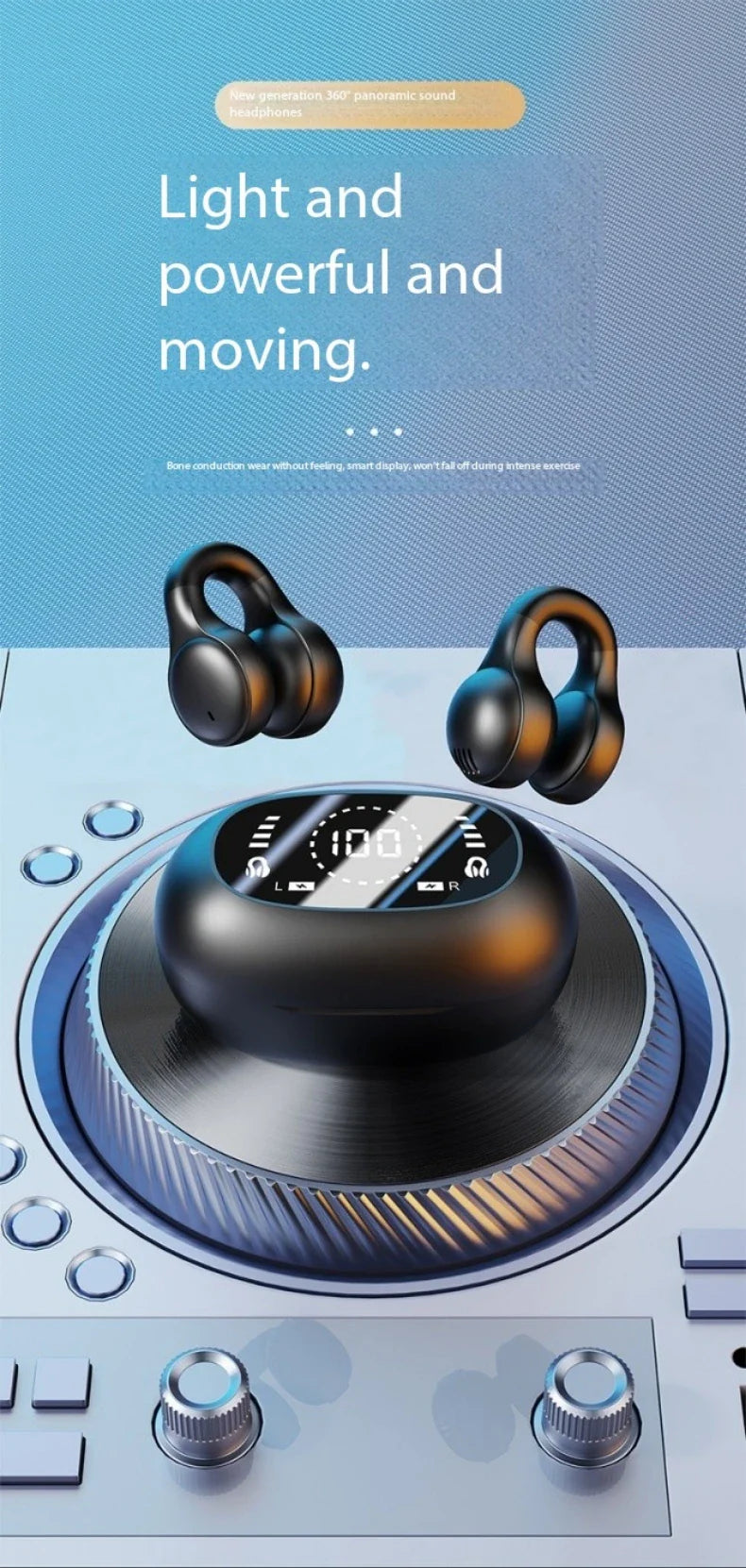 Wireless Ear Clip Bluetooth Headphones – Open-Ear Sport Earbuds with Mic