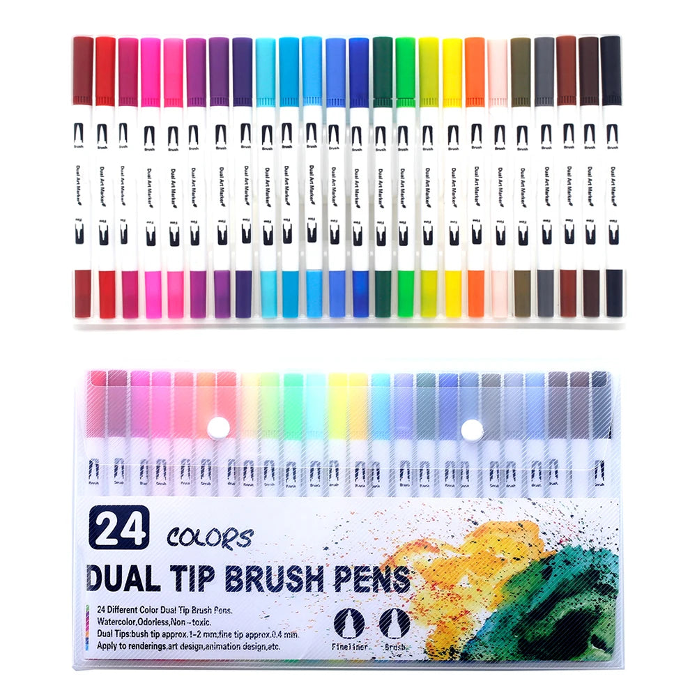 Watercolor markers double ended art set unisex (24 colors) – drawing