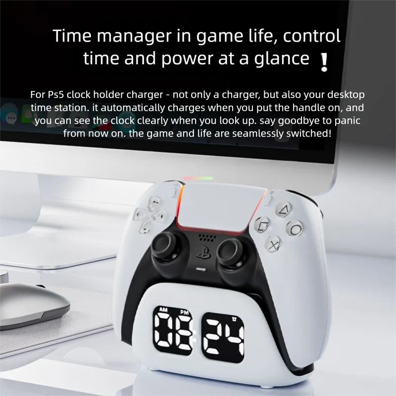 Aolion For PS5 Controller Base Charging Clock Wireless Fast Charging Desktop Storage For PlayStation Edge Elite Game Accessories