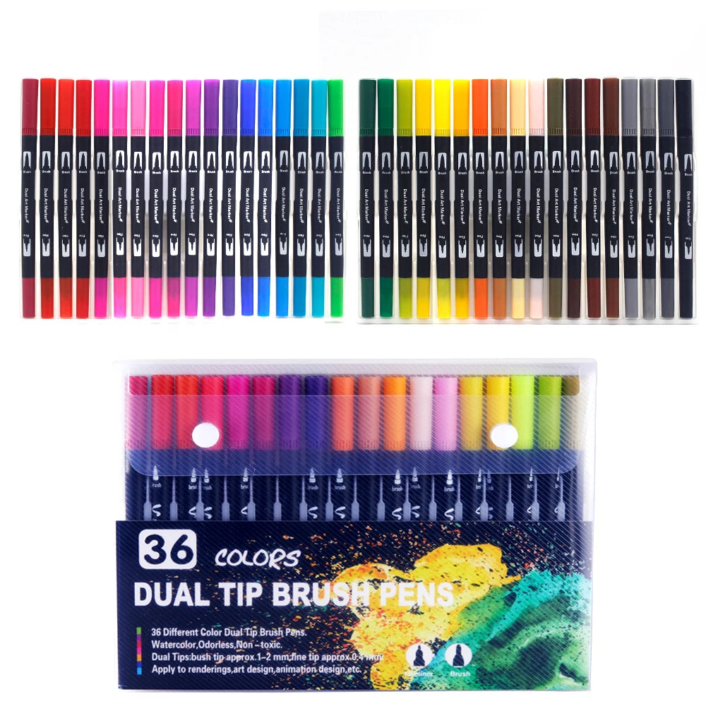Watercolor markers double ended art set unisex (24 colors) – drawing