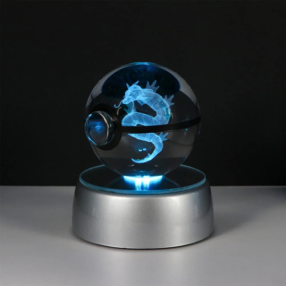 3D Pokémon Crystal Ball: LED Night Light with Rotating Base