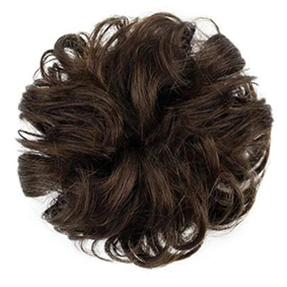 Newmi 100% Real Human Hair Bun Extensions Ponytail Updo Curly Chignon for Women Natural Black Ponytail Extension