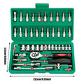 46PCS Socket Wrench Tool Set – 1/4" Ratchet Metric & Hex Bit Kit for Auto Repair & Home Use
