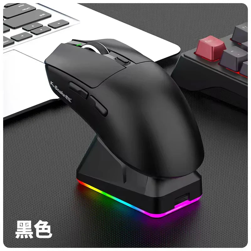 X11 Wireless Mouse,Bluetooth/2.4G/wired Tri-Mode Mouse ,PAW3311 RGB Magnetic charging dock Gaming Mouse