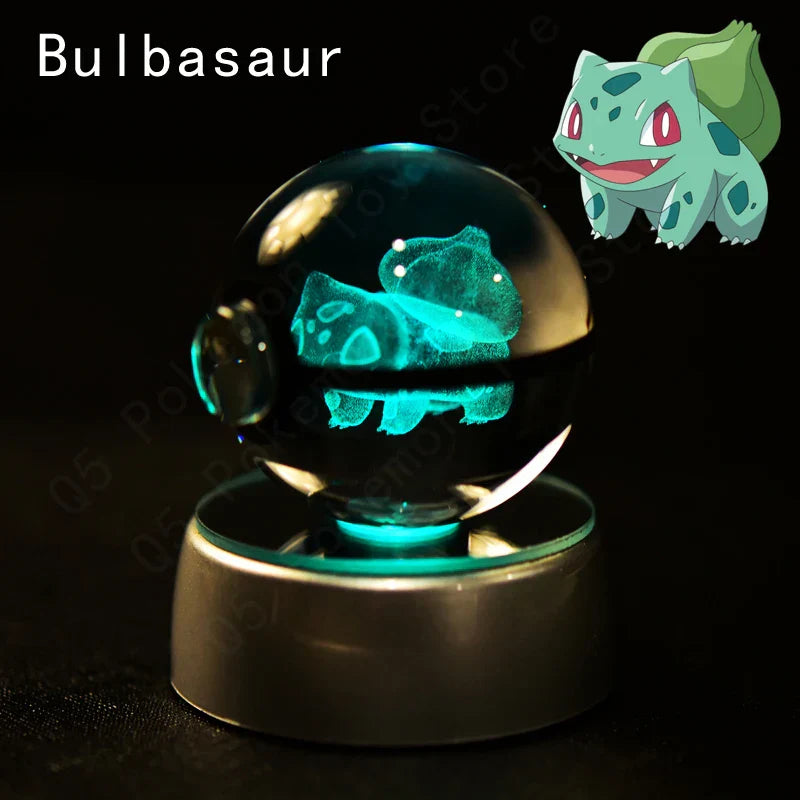 3D Pokémon Crystal Ball: LED Night Light with Rotating Base