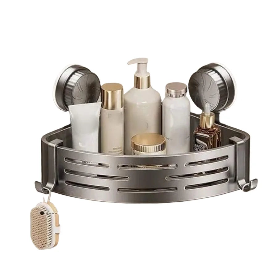 Suction Cup Corner Shower Basket – Single Tier PVC Wall Mount