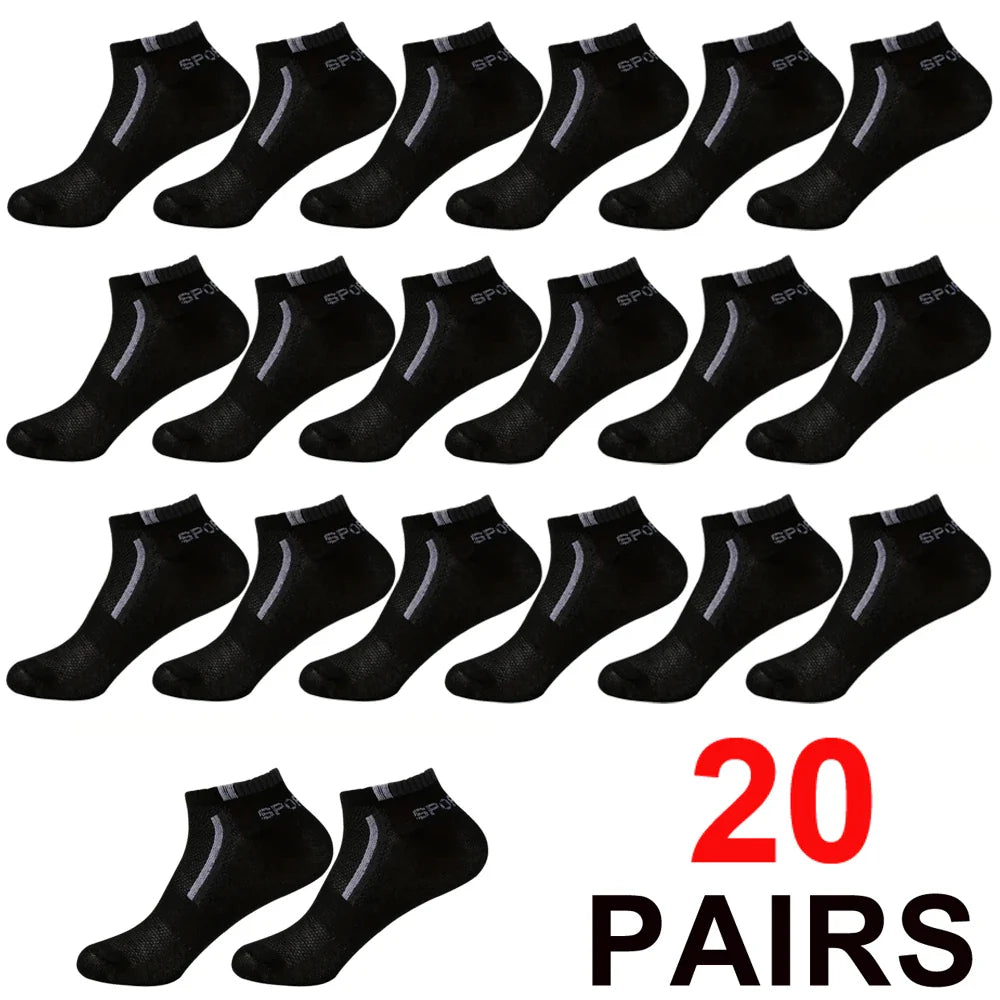 30 Pairs Men’s Ankle Socks – Breathable Mesh, Color-Block Athletic & Casual Low-Cut Socks