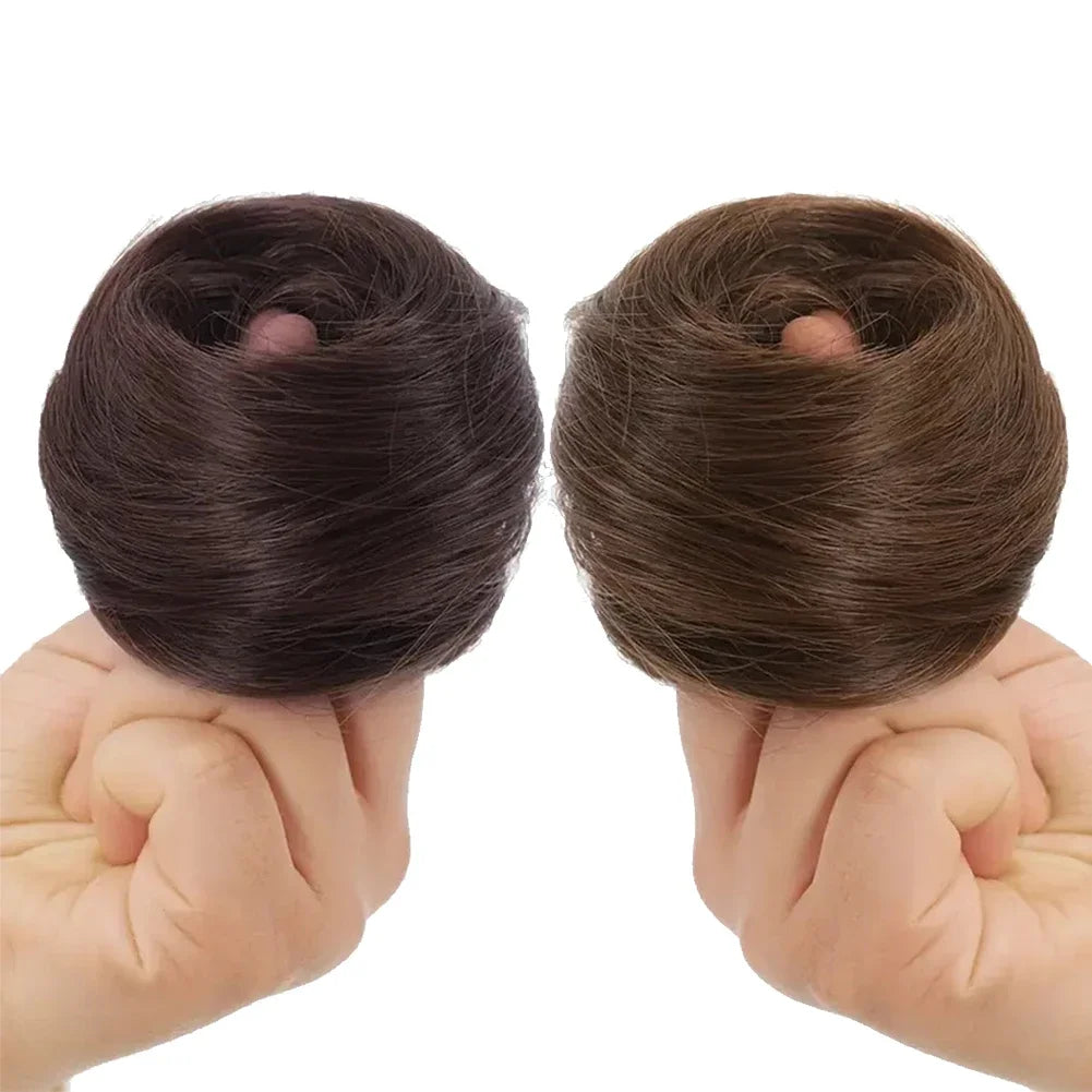 Human Hair Buns Ponytail Hairpiece Brazilian Hair Pieces Bun For Women Scrunchies Updos Donut Chignon 100% Human Hair Extensions