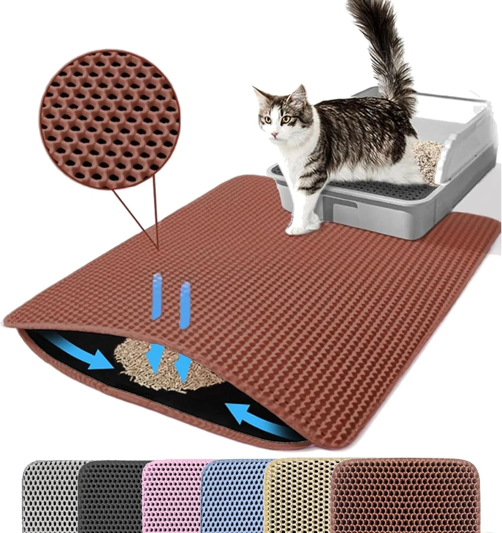 Cat Litter Mat Double Layer Pet Non Slip Big Pet Litter Box Filter Mat Wear Resistant Waterproof Anti-slip Cat Litter Mat