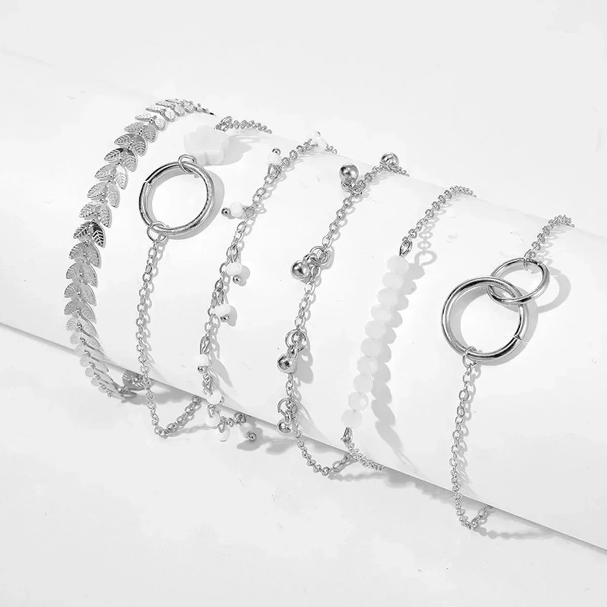 4pcs Bracelet Suit Fashion Green Grandmother Diamond Stretch Bracelet Women's Set
