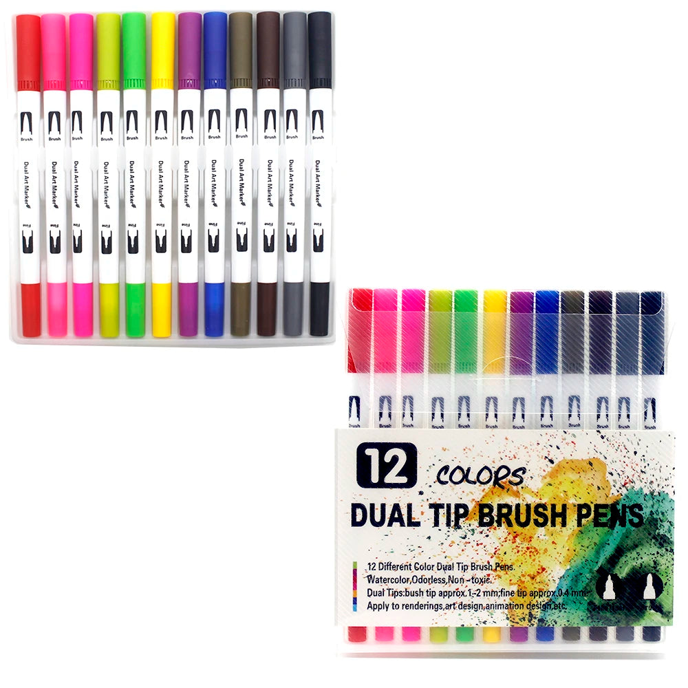 Watercolor markers double ended art set unisex (24 colors) – drawing