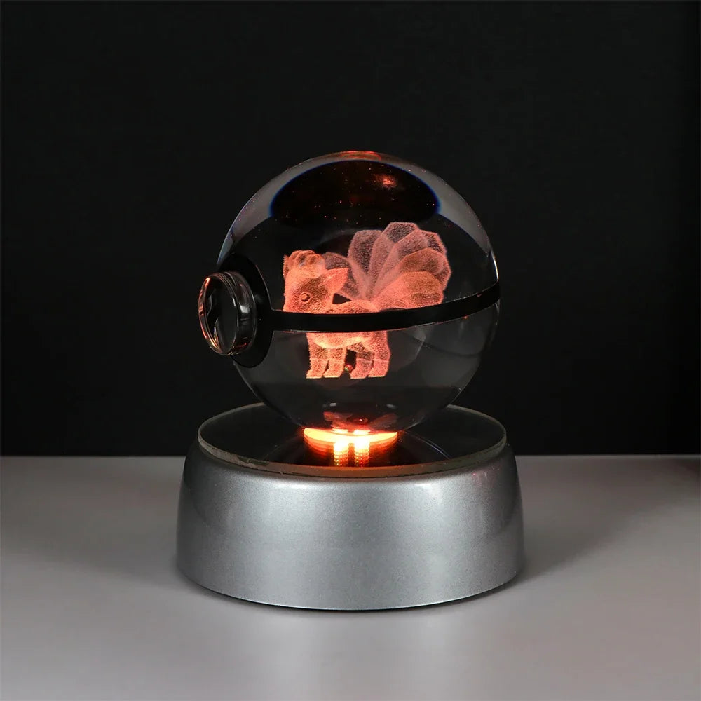 3D Pokémon Crystal Ball: LED Night Light with Rotating Base