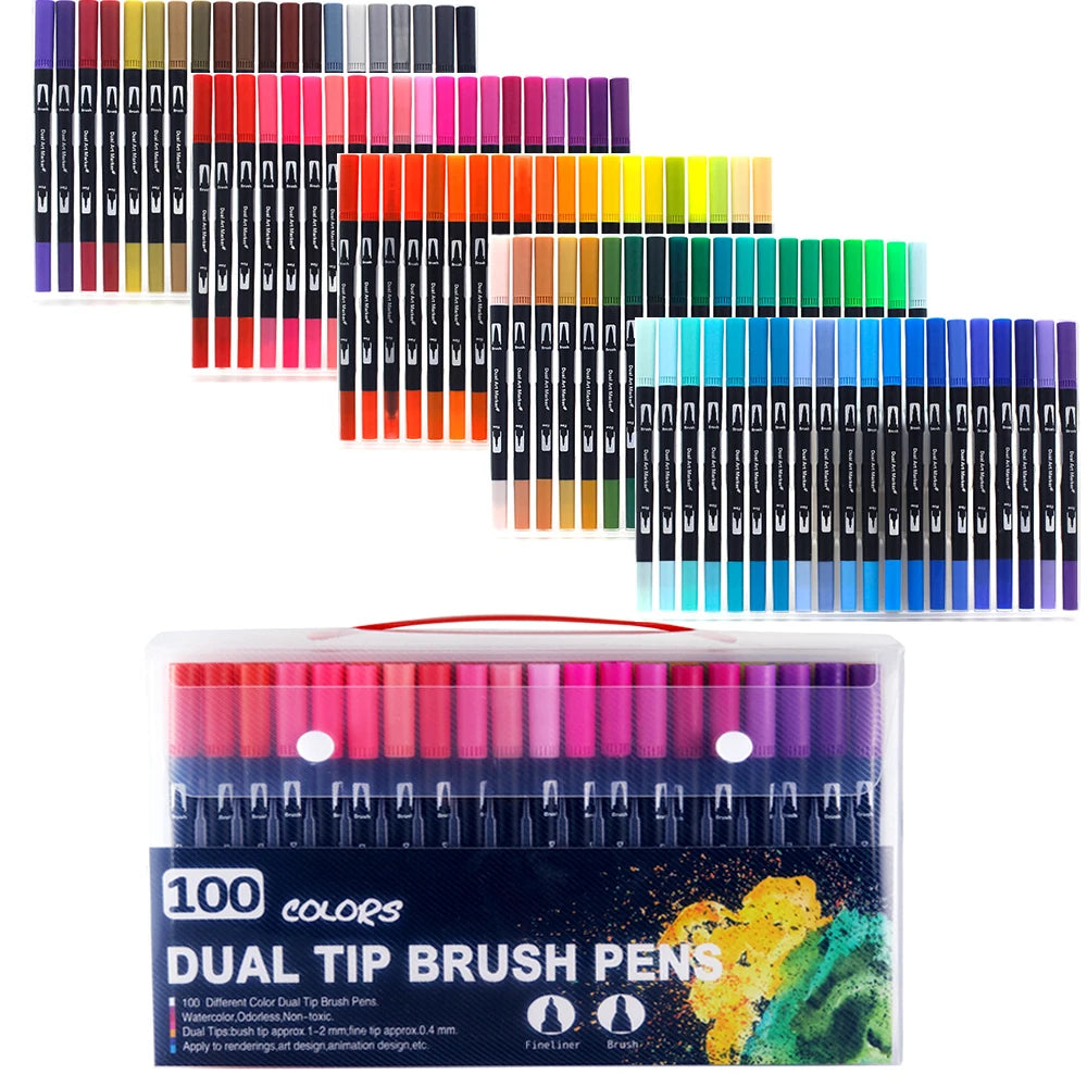 Watercolor markers double ended art set unisex (24 colors) – drawing