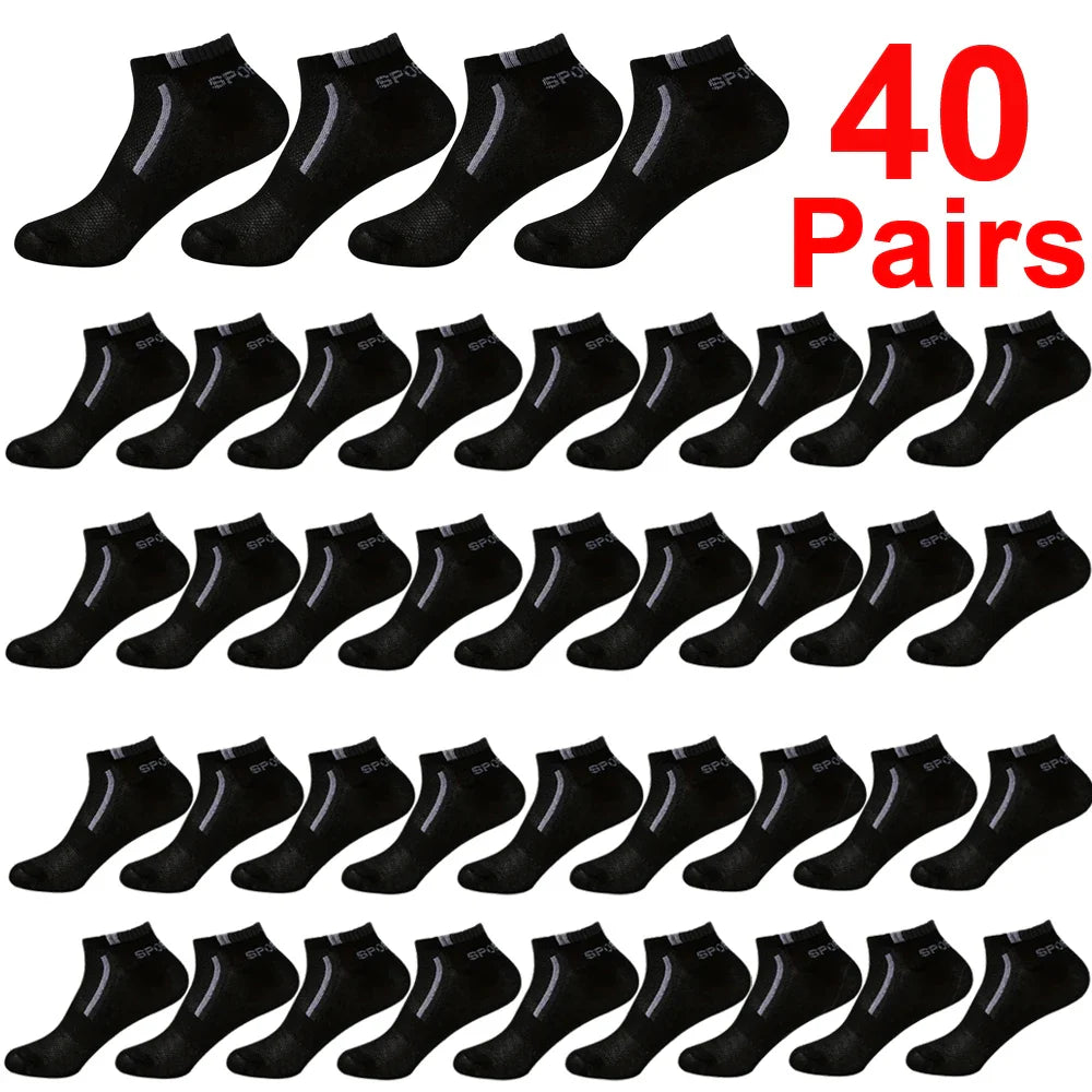 30 Pairs Men’s Ankle Socks – Breathable Mesh, Color-Block Athletic & Casual Low-Cut Socks