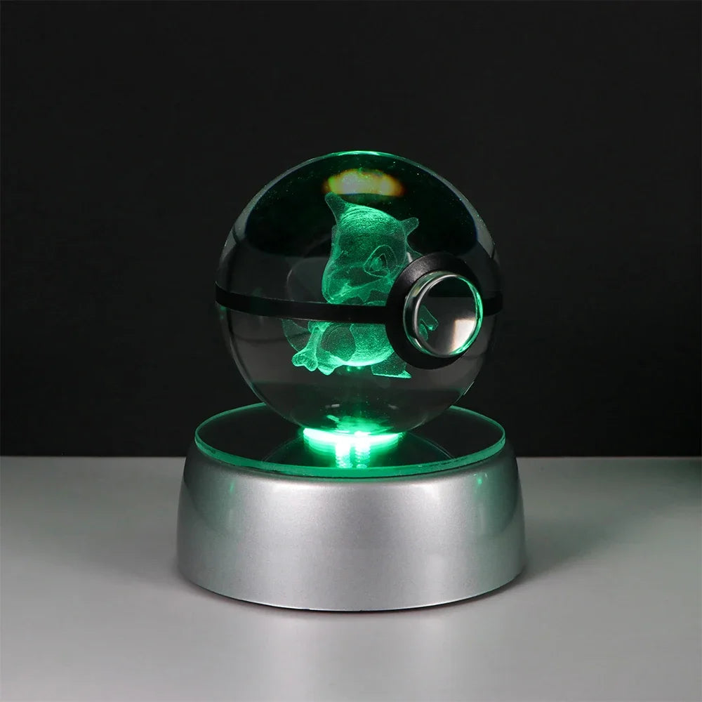 3D Pokémon Crystal Ball: LED Night Light with Rotating Base