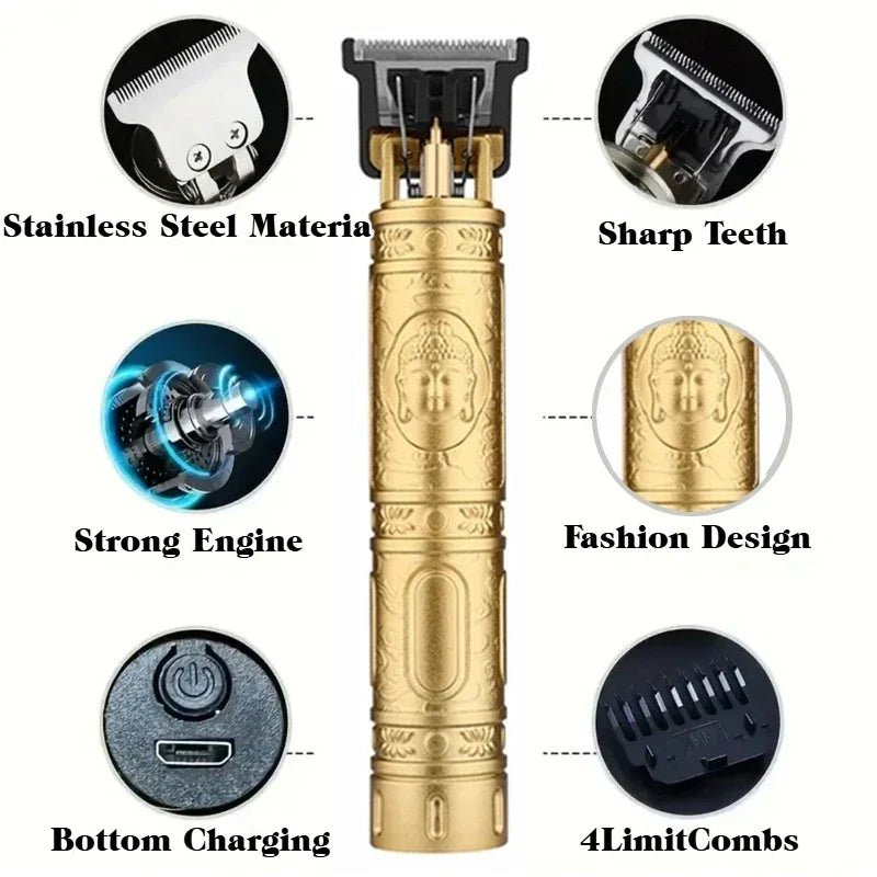 Professional Hair Clipper Cordless Electric Hair Trimmer For Men USB Rechargeable
