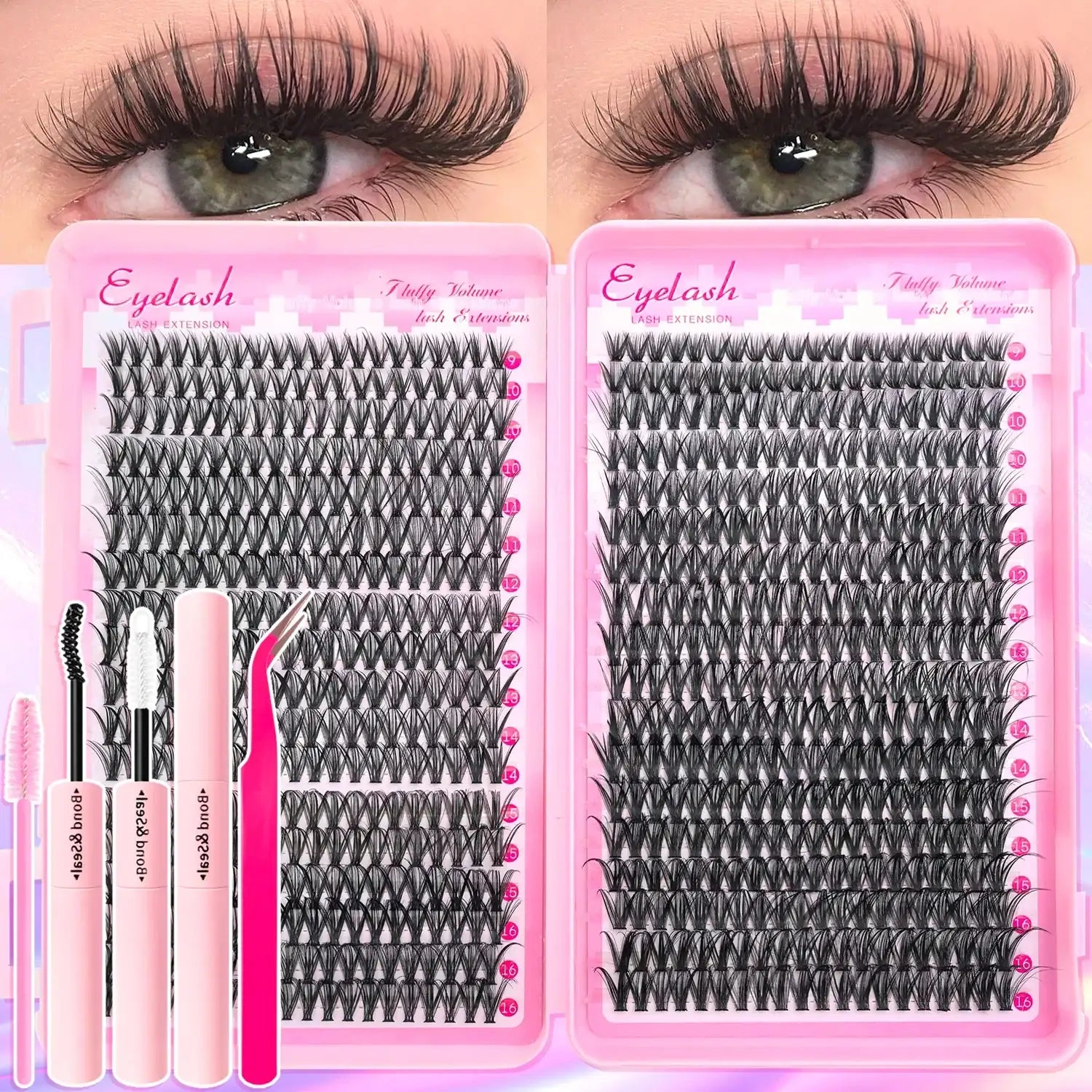 DIY Eyelash Extension Kit – 720pc Mixed Cluster Set | Tidesmit Professional