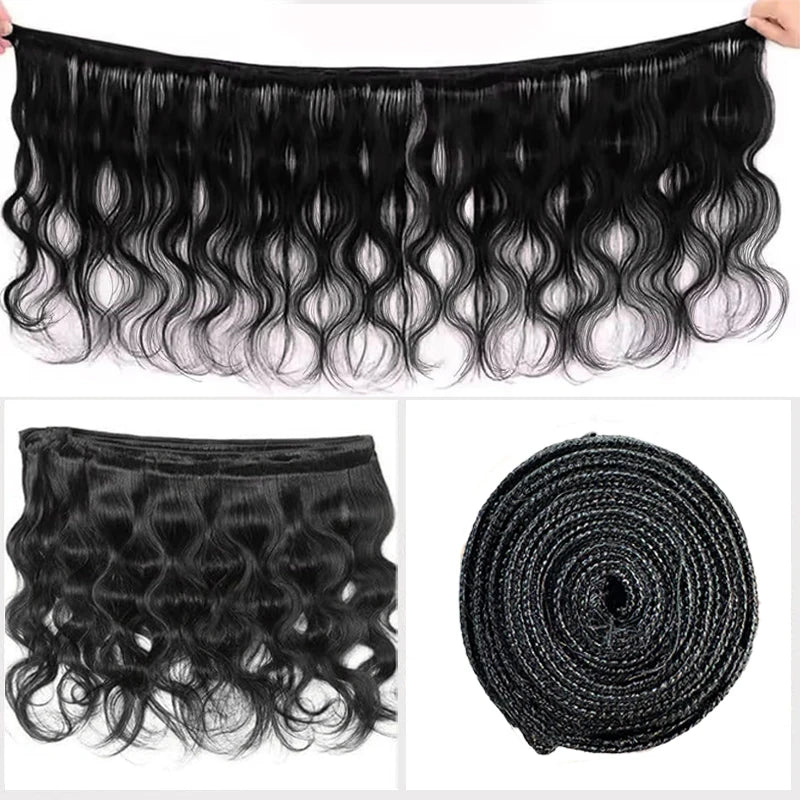 Natural Color Body Wave Bundles Human Hair 22 24 26 Inch Brazilian Virgin Hair 3/4 Bundles Human Hair Extensions For Women