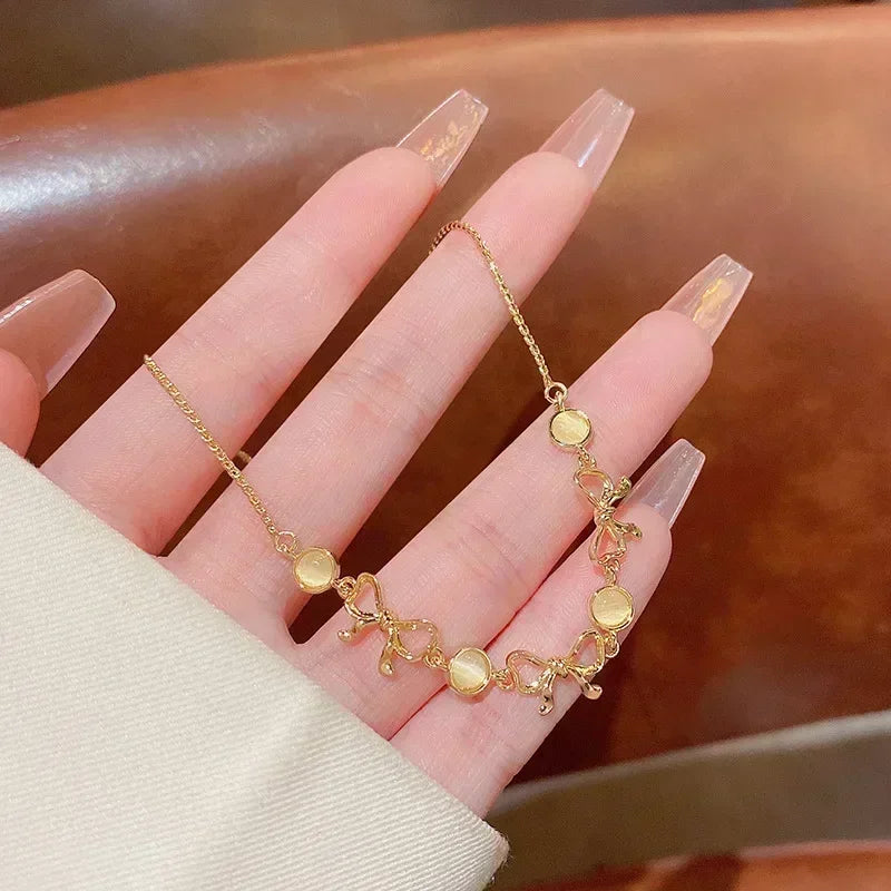 4pcs Bracelet Suit Fashion Green Grandmother Diamond Stretch Bracelet Women's Set