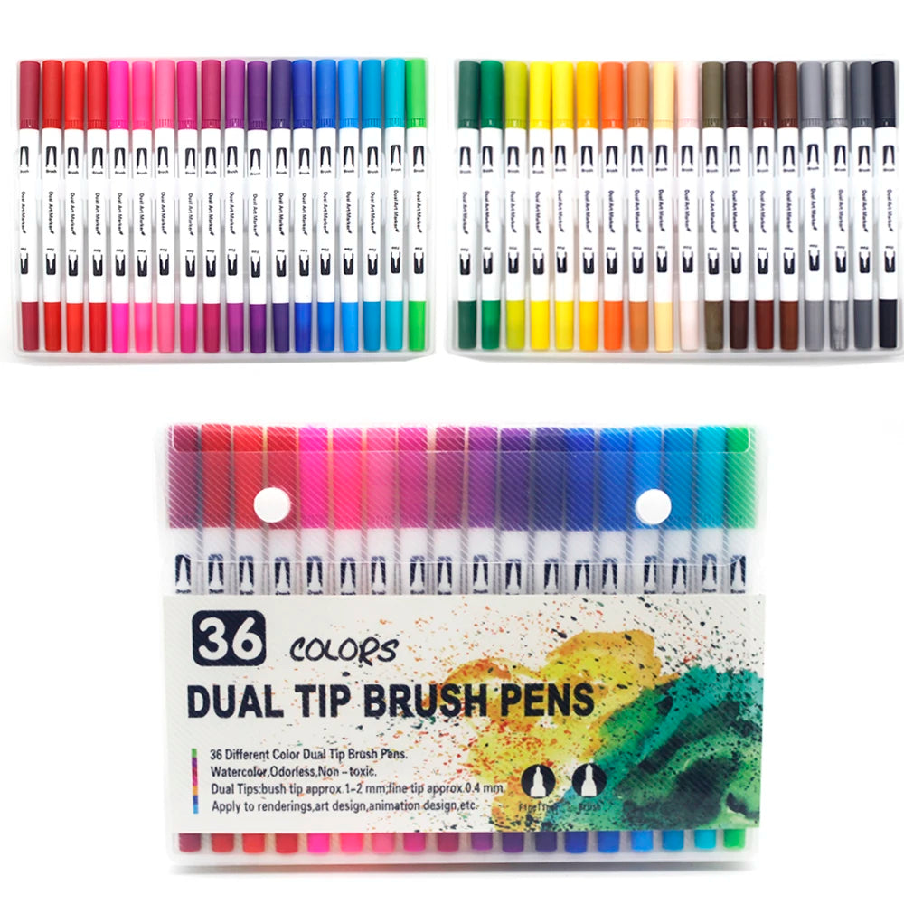 Watercolor markers double ended art set unisex (24 colors) – drawing