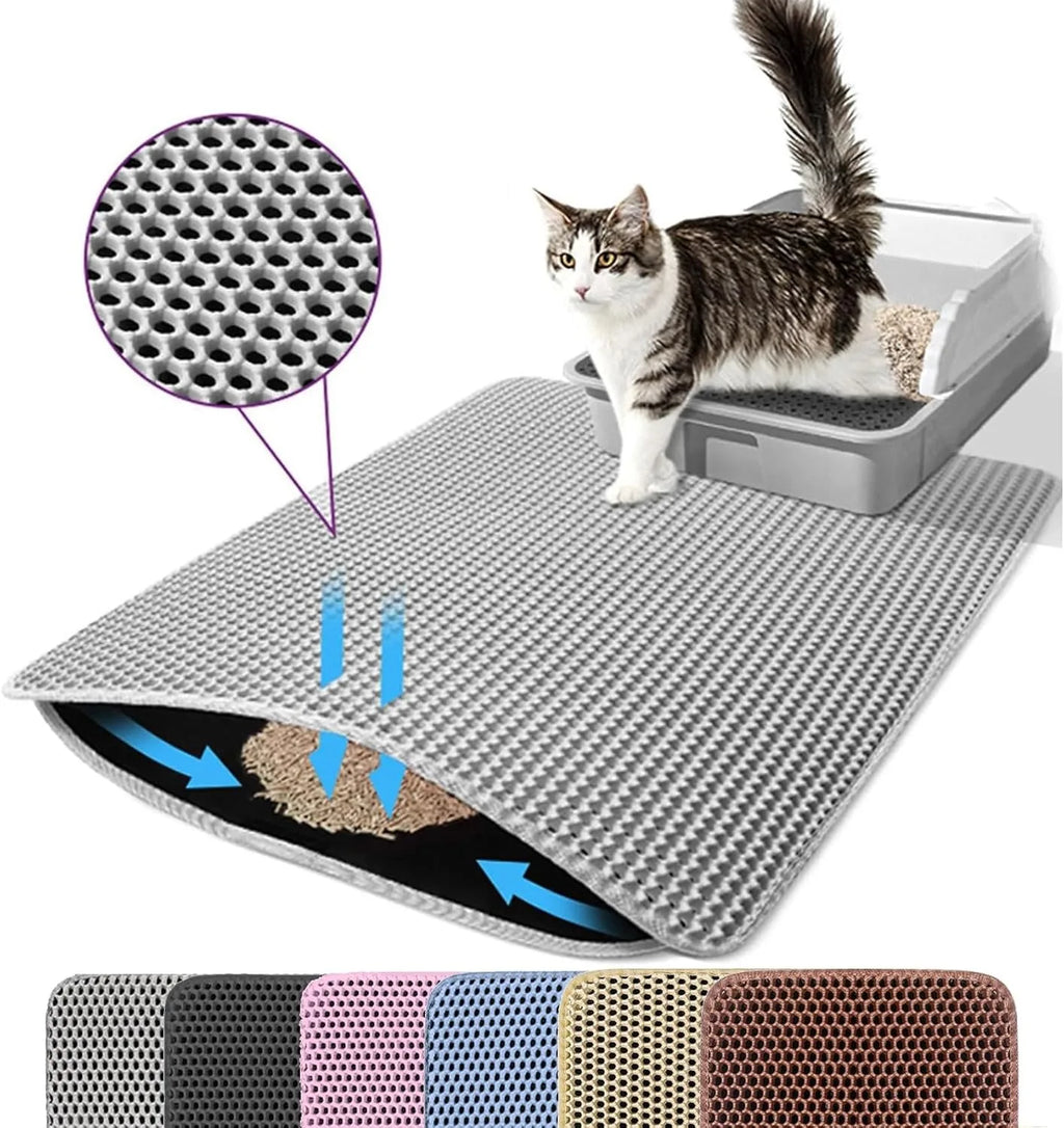 Cat Litter Mat Double Layer Pet Non Slip Big Pet Litter Box Filter Mat Wear Resistant Waterproof Anti-slip Cat Litter Mat