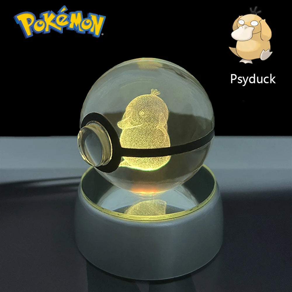 3D Pokémon Crystal Ball: LED Night Light with Rotating Base