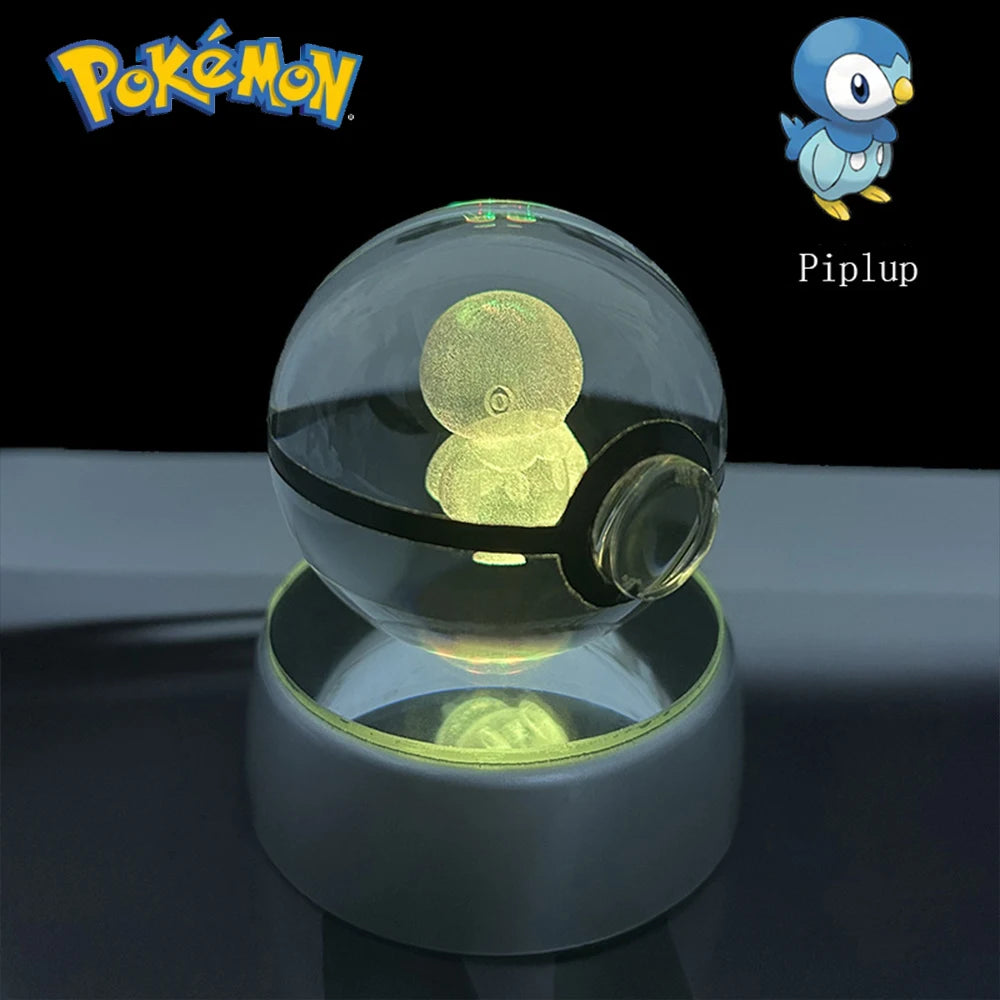 3D Pokémon Crystal Ball: LED Night Light with Rotating Base