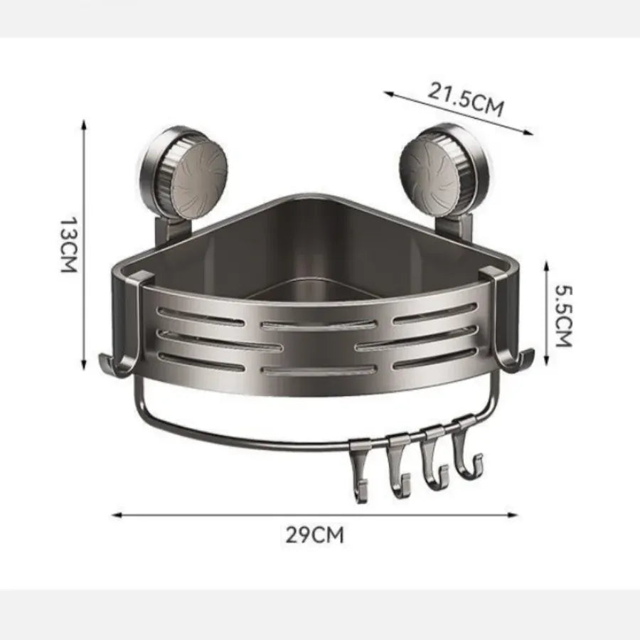 Suction Cup Corner Shower Basket – Single Tier PVC Wall Mount