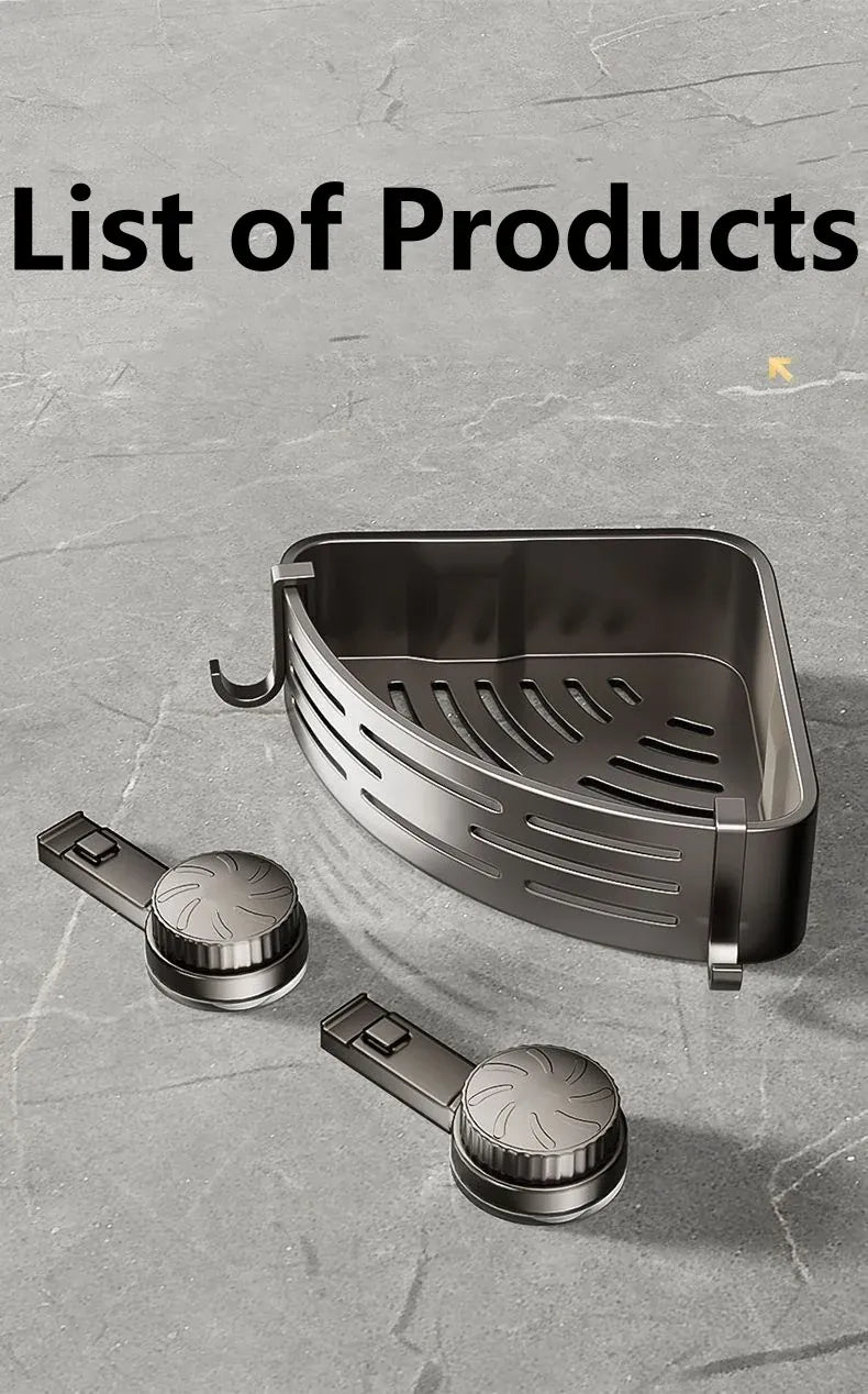 Suction Cup Corner Shower Basket – Single Tier PVC Wall Mount
