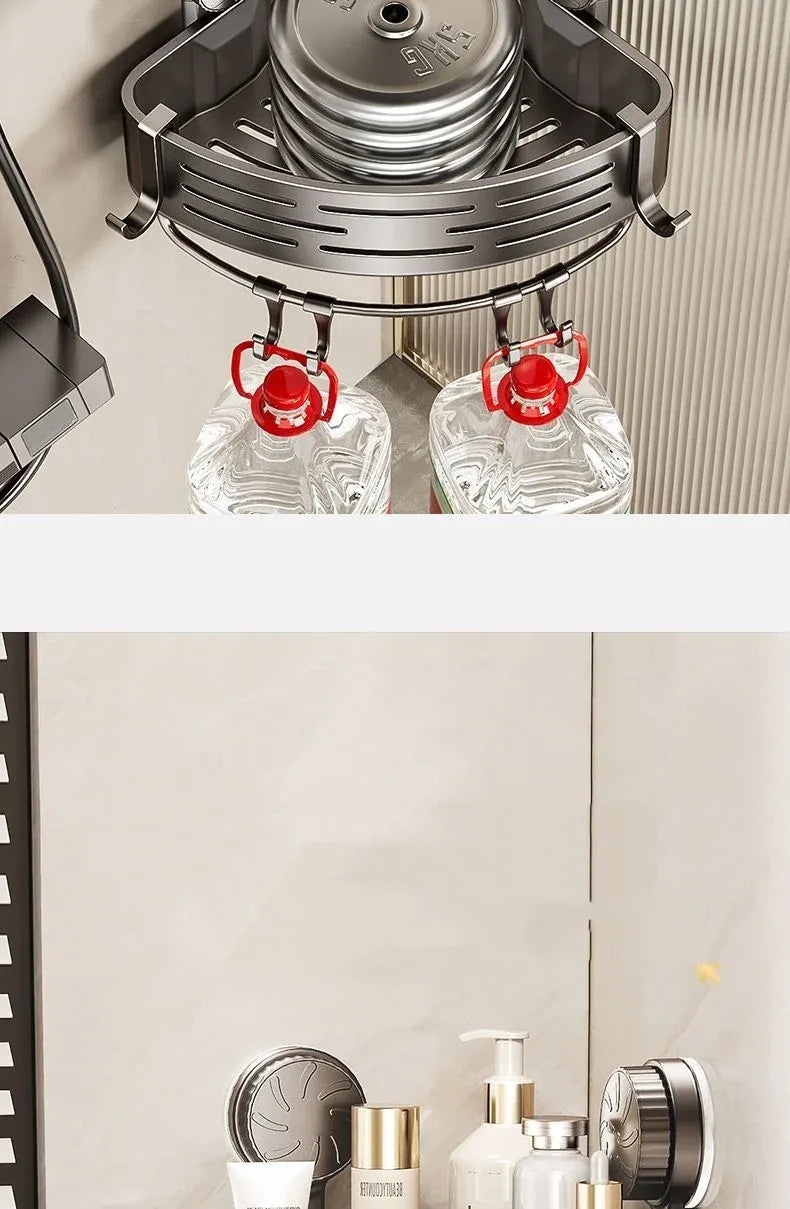Suction Cup Corner Shower Basket – Single Tier PVC Wall Mount