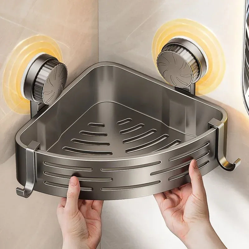 Suction Cup Corner Shower Basket – Single Tier PVC Wall Mount