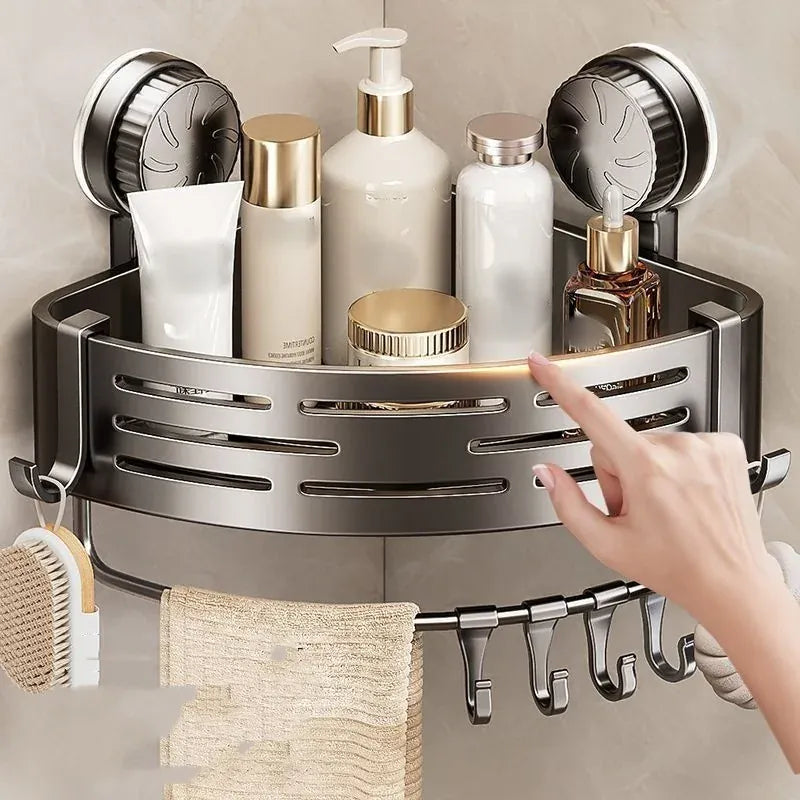 Suction Cup Corner Shower Basket – Single Tier PVC Wall Mount