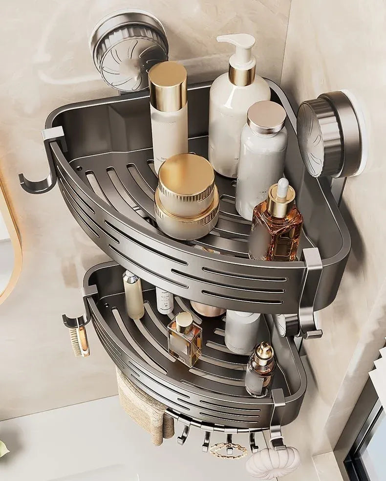 Suction Cup Corner Shower Basket – Single Tier PVC Wall Mount