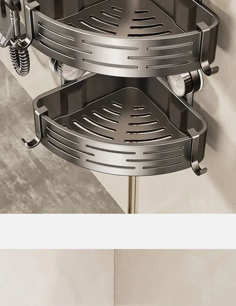 Suction Cup Corner Shower Basket – Single Tier PVC Wall Mount