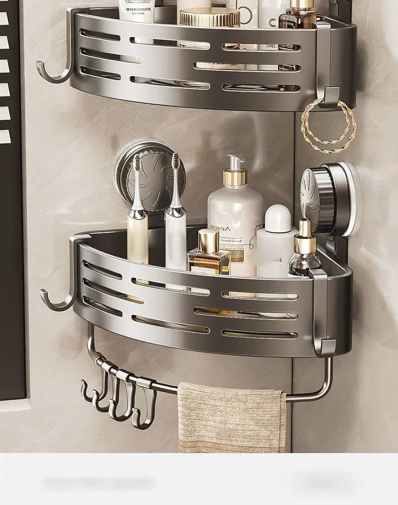 Suction Cup Corner Shower Basket – Single Tier PVC Wall Mount