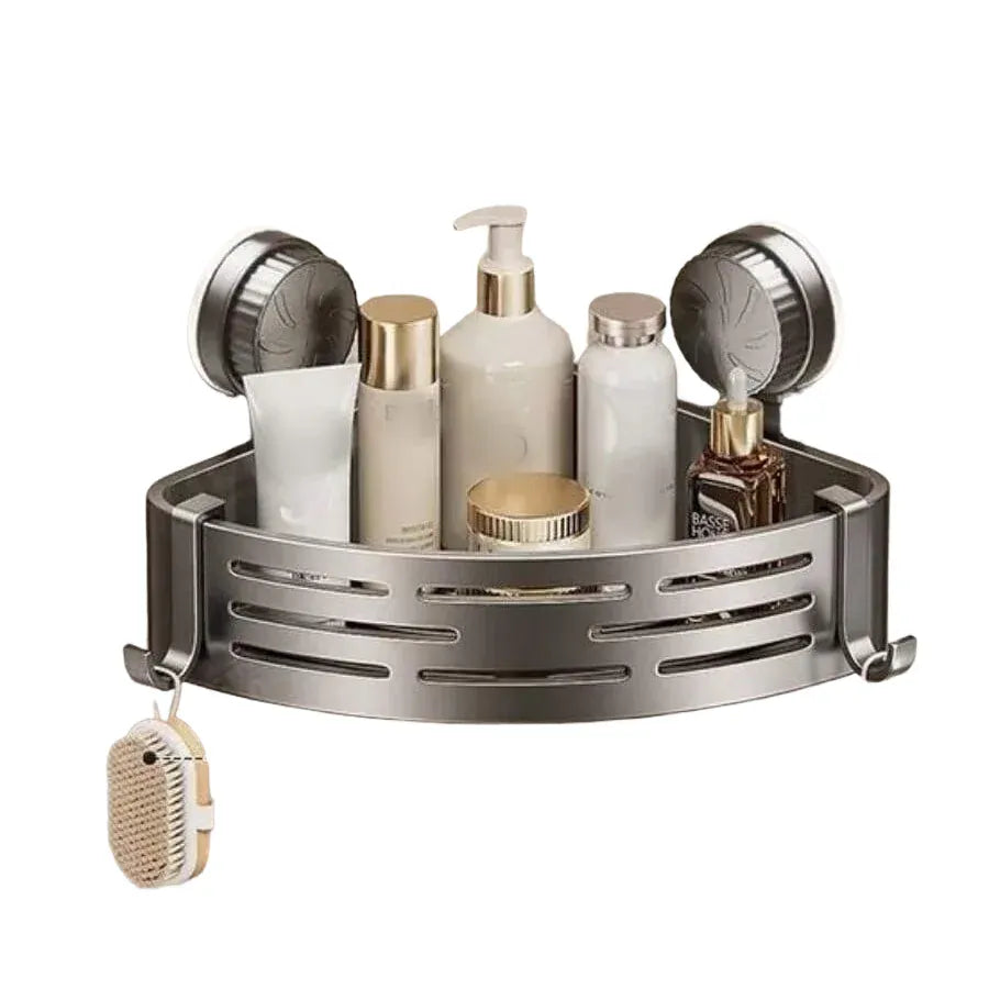 Suction Cup Corner Shower Basket – Single Tier PVC Wall Mount