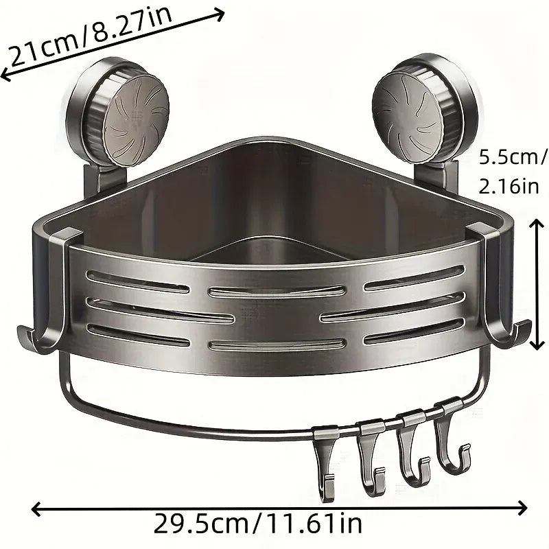 Suction Cup Corner Shower Basket – Single Tier PVC Wall Mount