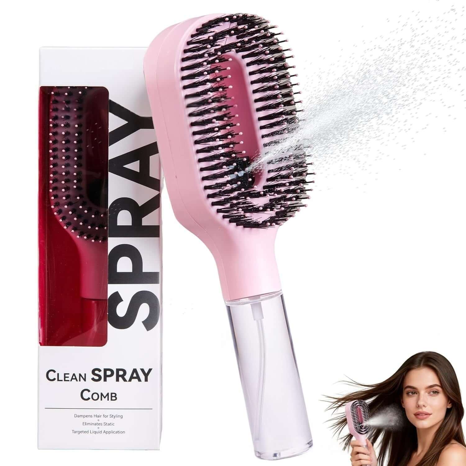 One-Click Spray Anti-Frizz Hair Brush