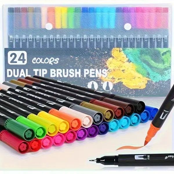 Watercolor markers double ended art set unisex (24 colors) – drawing