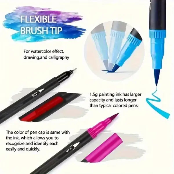 Watercolor markers double ended art set unisex (24 colors) – drawing